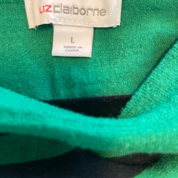 Liz Claiborne Green and Navy Striped Sweater - Picture 3 of 3